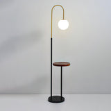 Modern Glass Bubble Floor Lamp with Marble and Wood Base for Living Room Bedroom Lighting