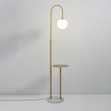 Modern Glass Bubble Floor Lamp with Marble and Wood Base for Living Room Bedroom Lighting