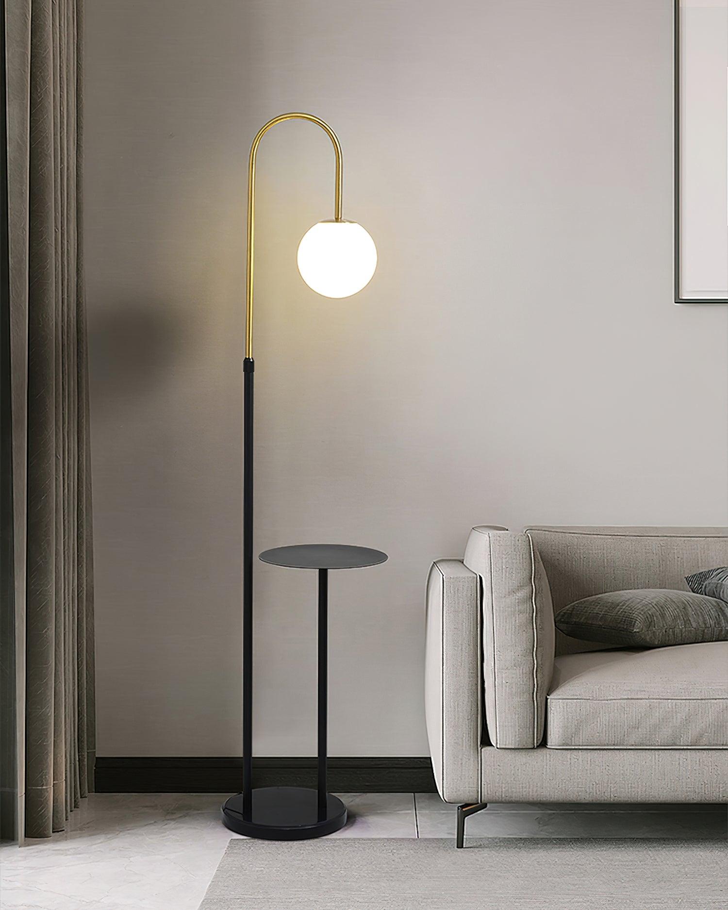 Modern Glass Bubble Floor Lamp with Marble and Wood Base for Living Room Bedroom Lighting