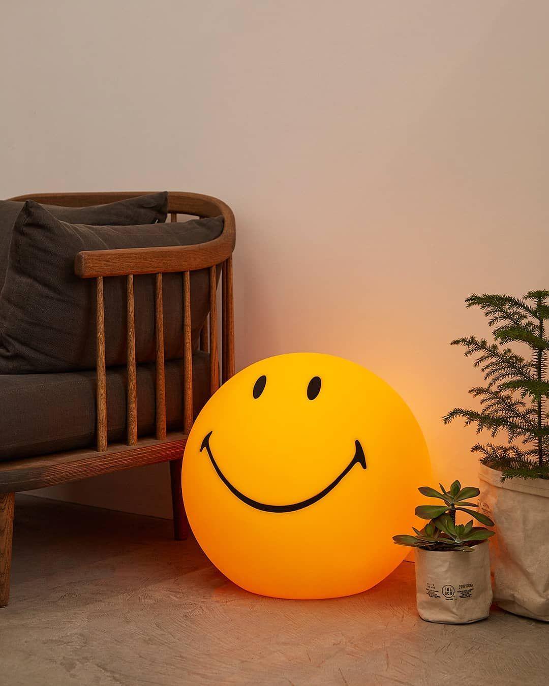 Modern Smiling Face Table Lamp Yellow Decorative LED Night Light for Home Decor