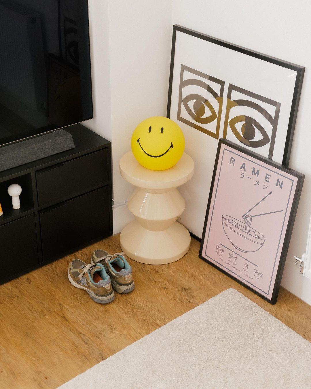 Modern Smiling Face Table Lamp Yellow Decorative LED Night Light for Home Decor