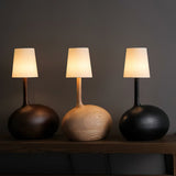 Modern Snail Design Wood Table Lamp with Round Base and White Fabric Shade for Bedroom