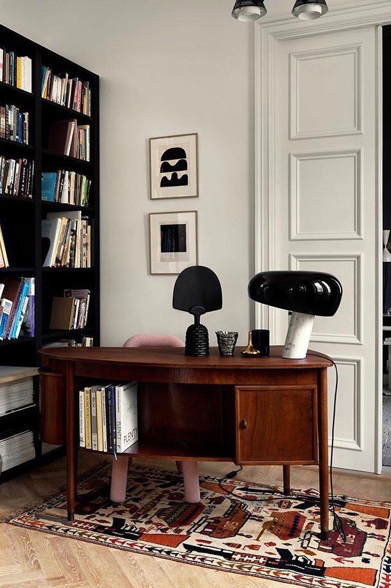 Modern Italian White Carrara Marble Table Lamp with Glazed Metal Mushroom Shade
