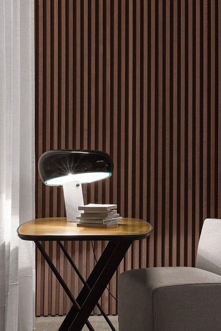 Modern Italian White Carrara Marble Table Lamp with Glazed Metal Mushroom Shade