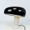 Modern Italian White Carrara Marble Table Lamp with Glazed Metal Mushroom Shade