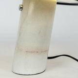 Modern Italian White Carrara Marble Table Lamp with Glazed Metal Mushroom Shade
