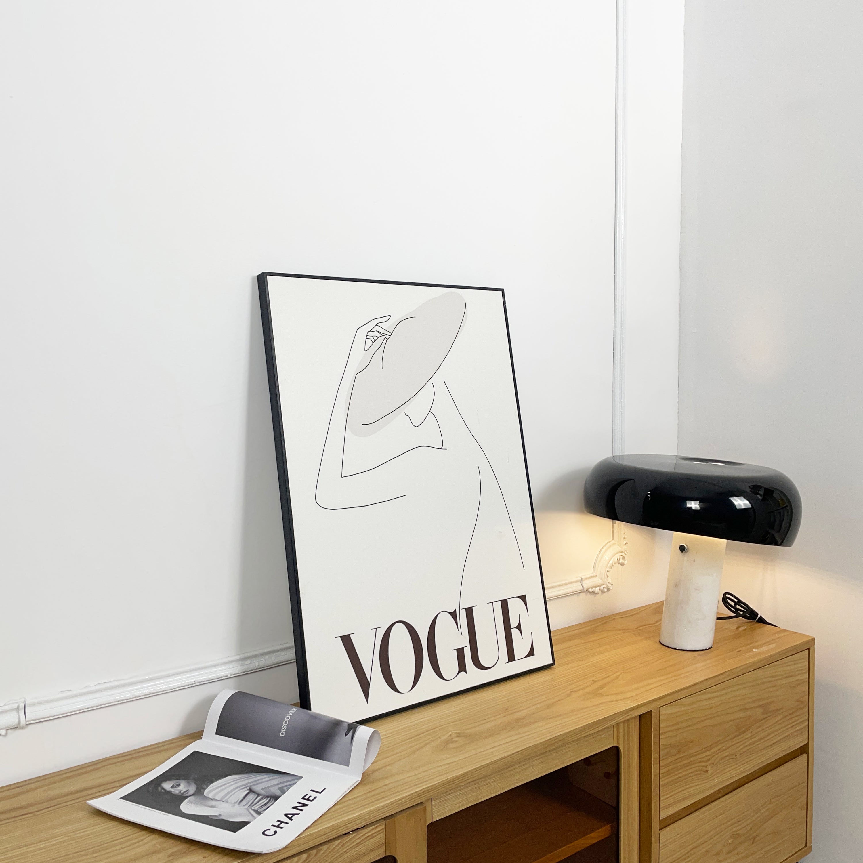 Modern Italian White Carrara Marble Table Lamp with Glazed Metal Mushroom Shade