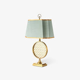 Soho Reading Table Lamp Gold Metal Base Blue Fabric Shade Decorative Lighting