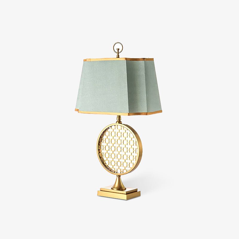 Soho Reading Table Lamp Gold Metal Base Blue Fabric Shade Decorative Lighting