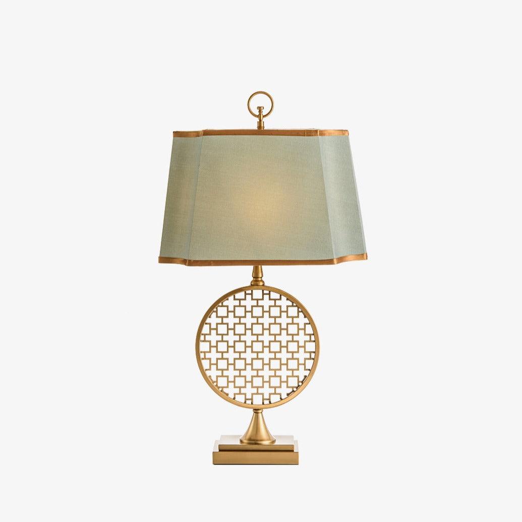 Soho Reading Table Lamp Gold Metal Base Blue Fabric Shade Decorative Lighting
