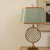 Soho Reading Table Lamp Gold Metal Base Blue Fabric Shade Decorative Lighting