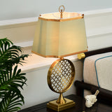 Soho Reading Table Lamp Gold Metal Base Blue Fabric Shade Decorative Lighting