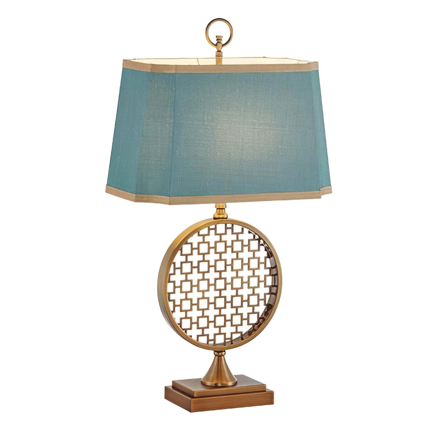 Soho Reading Table Lamp Gold Metal Base Blue Fabric Shade Decorative Lighting