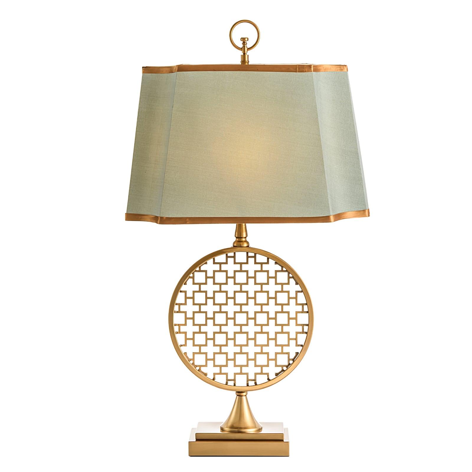 Soho Reading Table Lamp Gold Metal Base Blue Fabric Shade Decorative Lighting