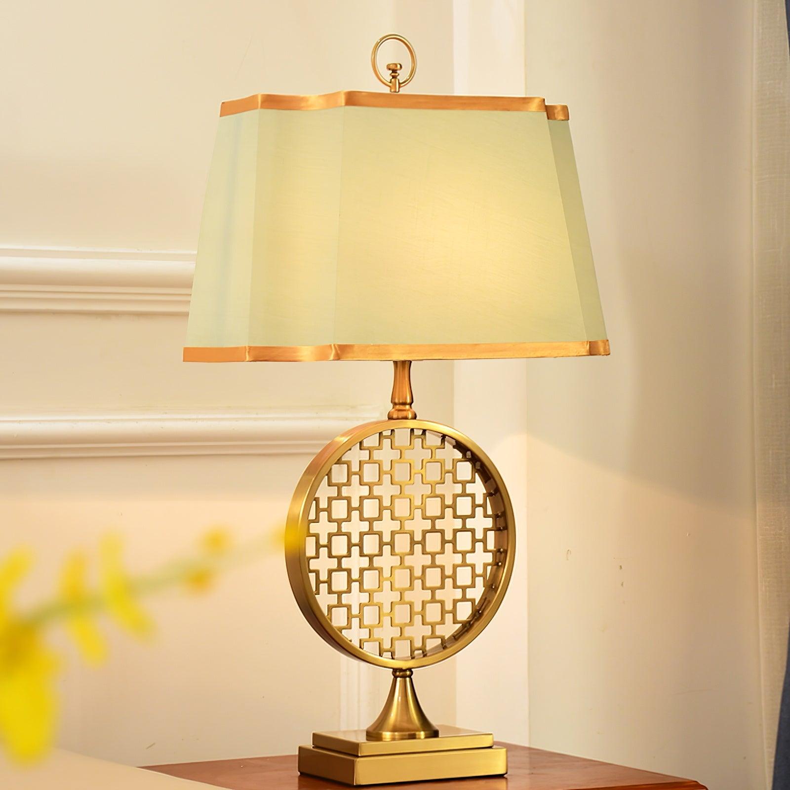 Soho Reading Table Lamp Gold Metal Base Blue Fabric Shade Decorative Lighting