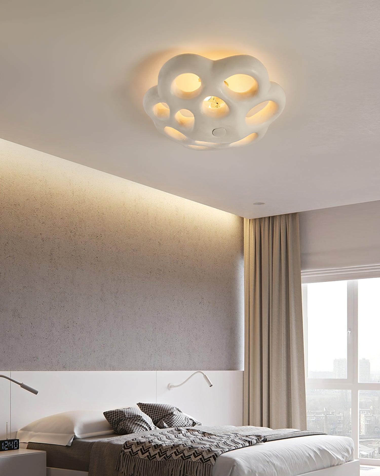 Modern Flower Design Retro Ceiling Lamp White Flush Mount Light for Dining Room Hallway