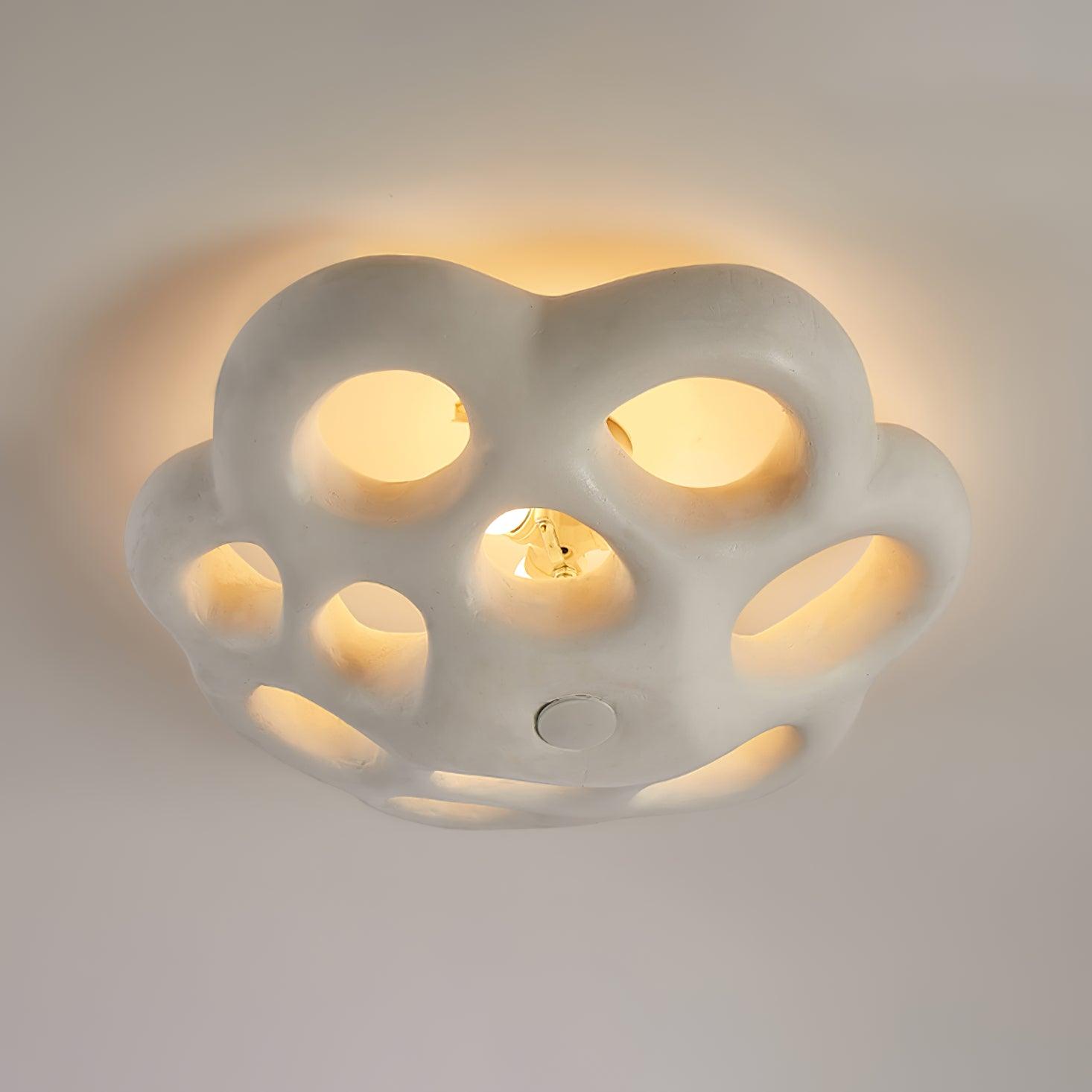 Modern Flower Design Retro Ceiling Lamp White Flush Mount Light for Dining Room Hallway