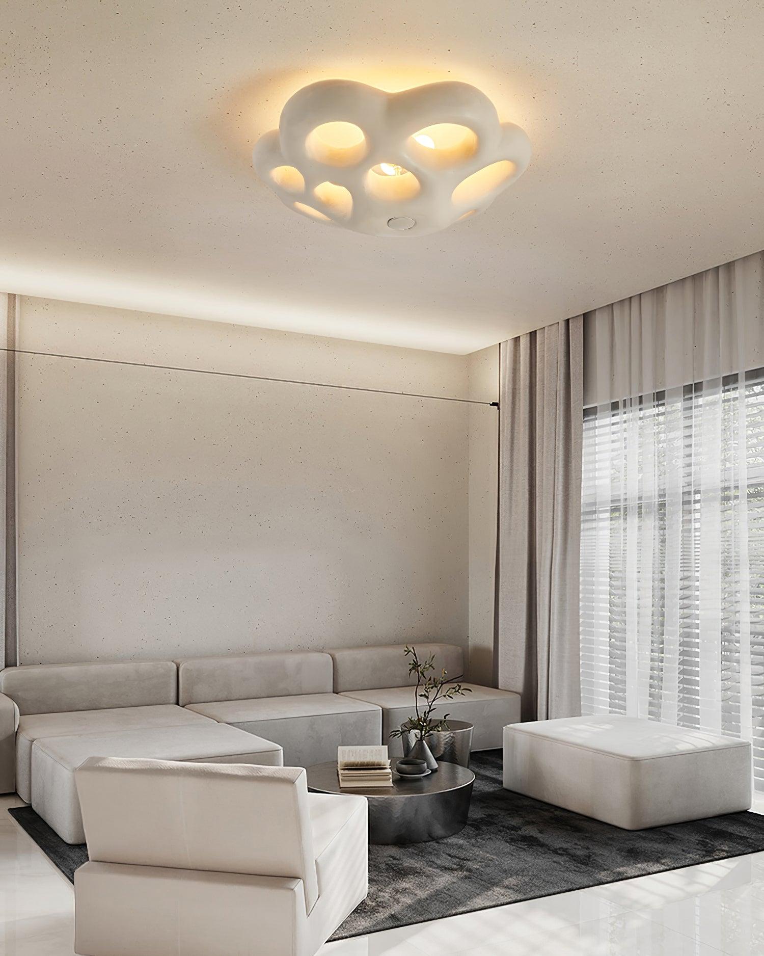 Modern Flower Design Retro Ceiling Lamp White Flush Mount Light for Dining Room Hallway
