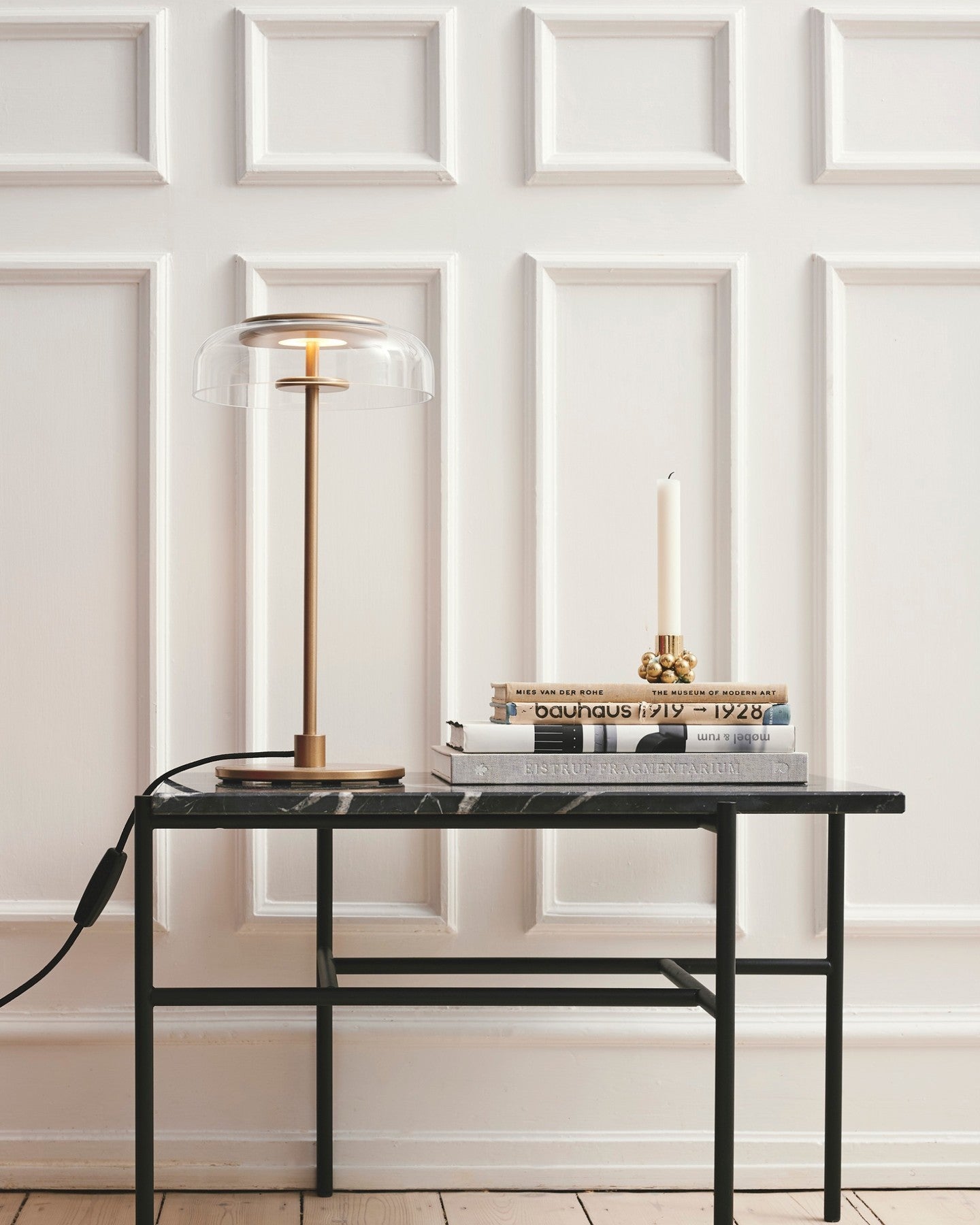 Modern Solara Brass and Glass LED Table Lamp for Living Room and Office