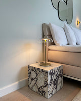 Modern Solara Brass and Glass LED Table Lamp for Living Room and Office