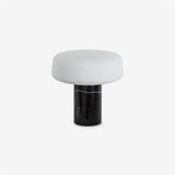 Modern Solid Marble Table Lamp with Hand Blown Glass Shade and Cylindrical Base Accent Lighting