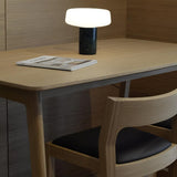 Modern Solid Marble Table Lamp with Hand Blown Glass Shade and Cylindrical Base Accent Lighting