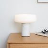 Modern Solid Marble Table Lamp with Hand Blown Glass Shade and Cylindrical Base Accent Lighting