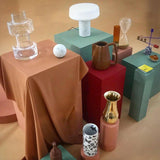 Modern Solid Marble Table Lamp with Hand Blown Glass Shade and Cylindrical Base Accent Lighting