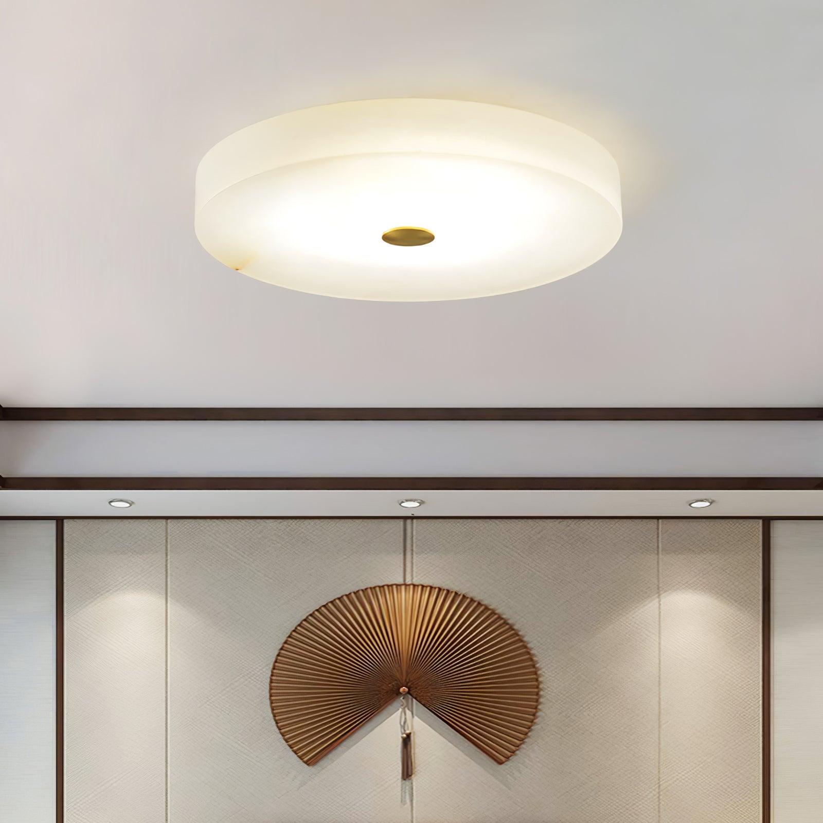 Sophie Natural Alabaster Stone Ceiling Lamp Round Flush Mount LED Light