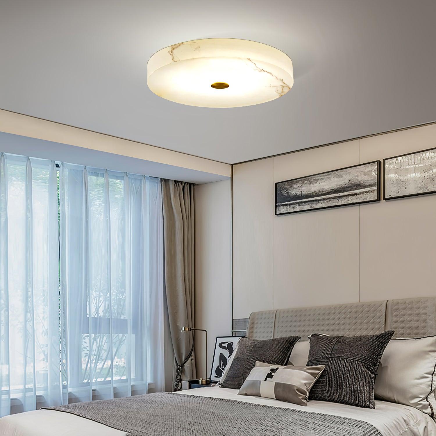 Sophie Natural Alabaster Stone Ceiling Lamp Round Flush Mount LED Light