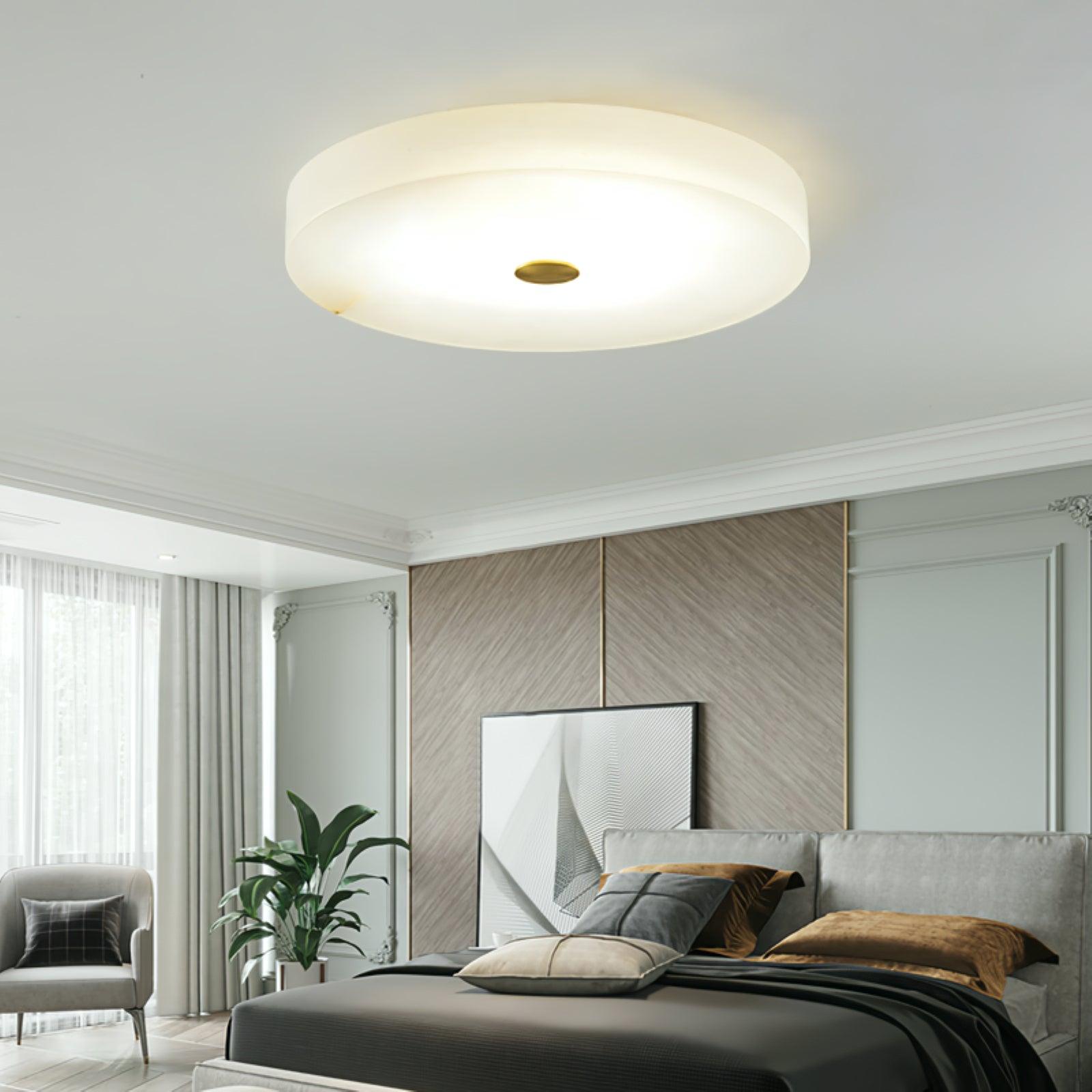 Sophie Natural Alabaster Stone Ceiling Lamp Round Flush Mount LED Light
