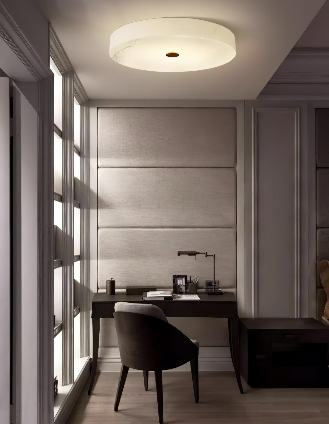 Sophie Natural Alabaster Stone Ceiling Lamp Round Flush Mount LED Light