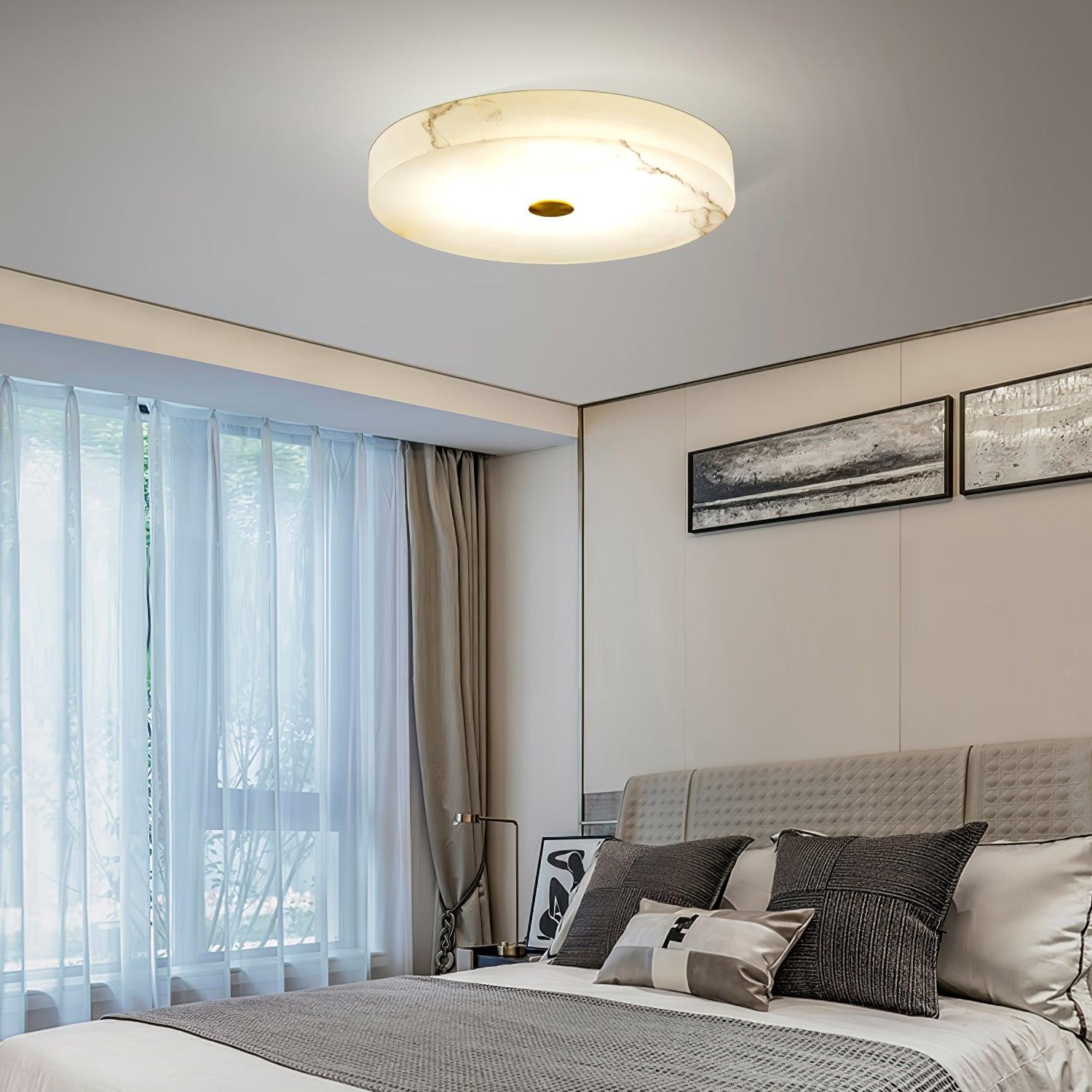 Sophie Natural Alabaster Stone Ceiling Lamp Round Flush Mount LED Light