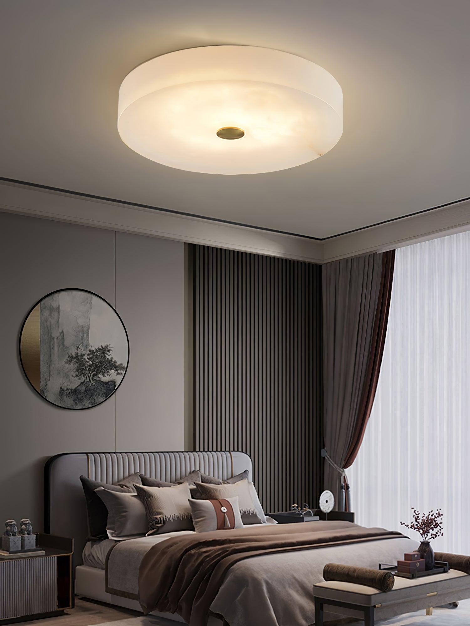 Sophie Natural Alabaster Stone Ceiling Lamp Round Flush Mount LED Light