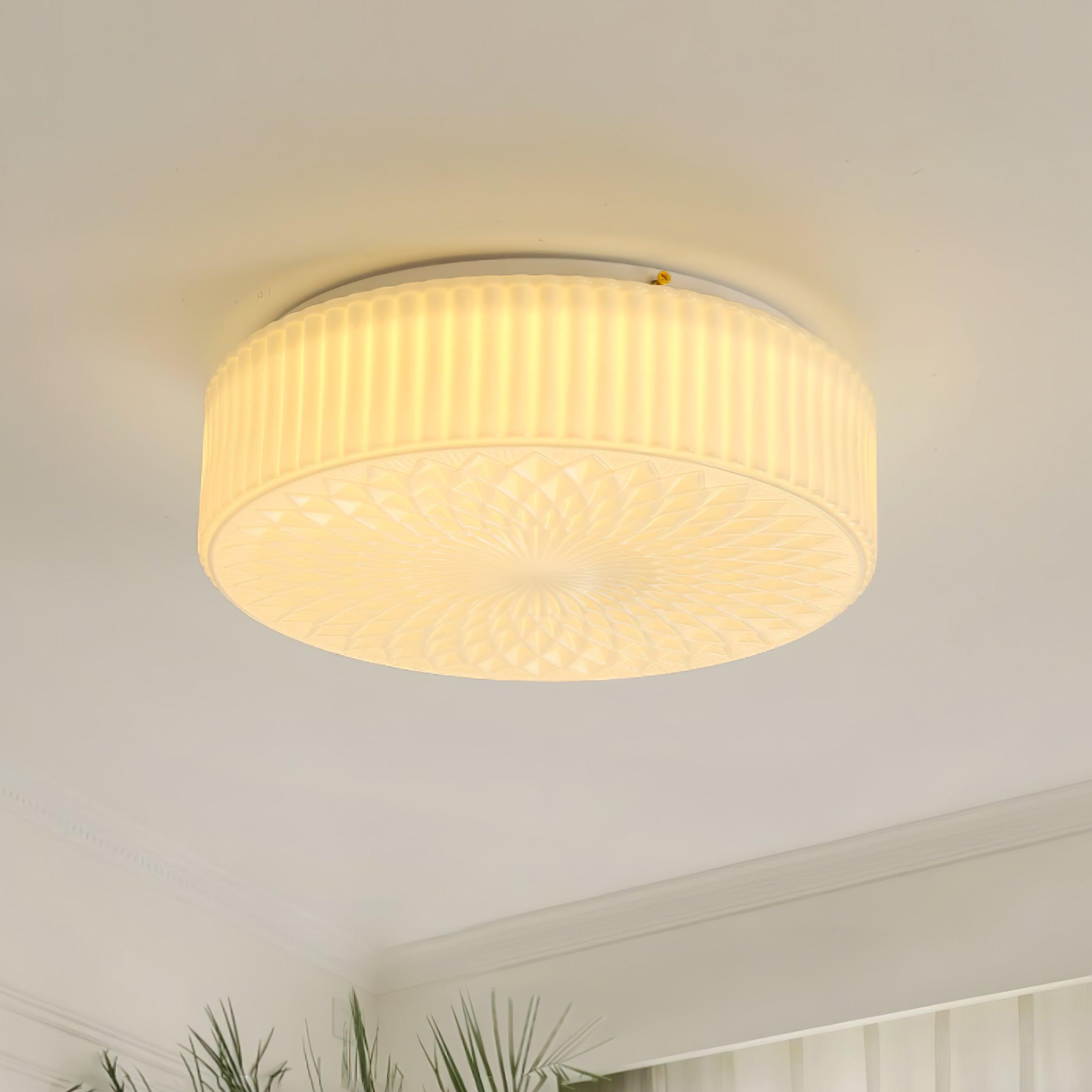 Modern Souffle Round Glass Flush Mount Ceiling Light for Bedroom and Living Room