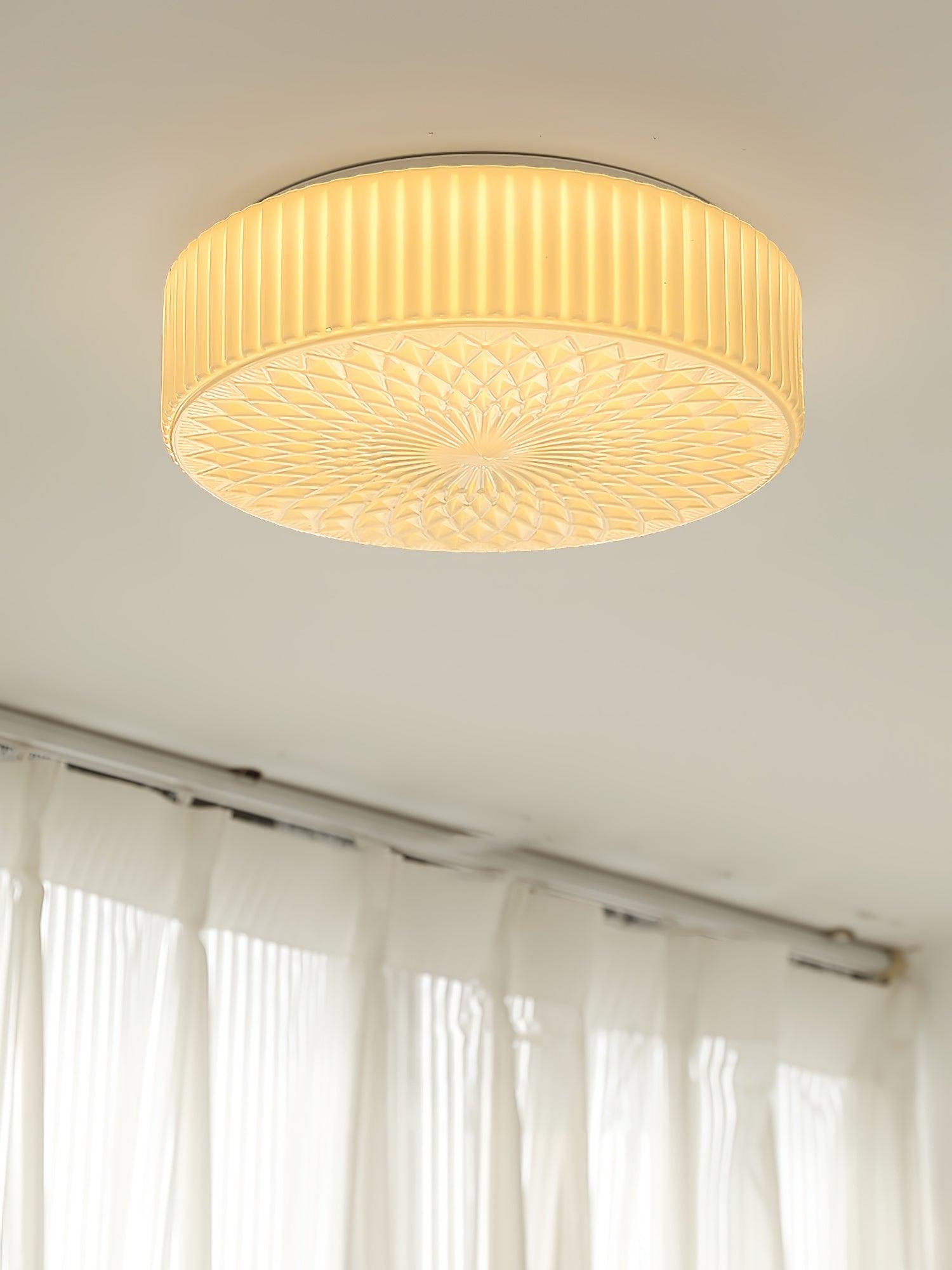 Modern Souffle Round Glass Flush Mount Ceiling Light for Bedroom and Living Room