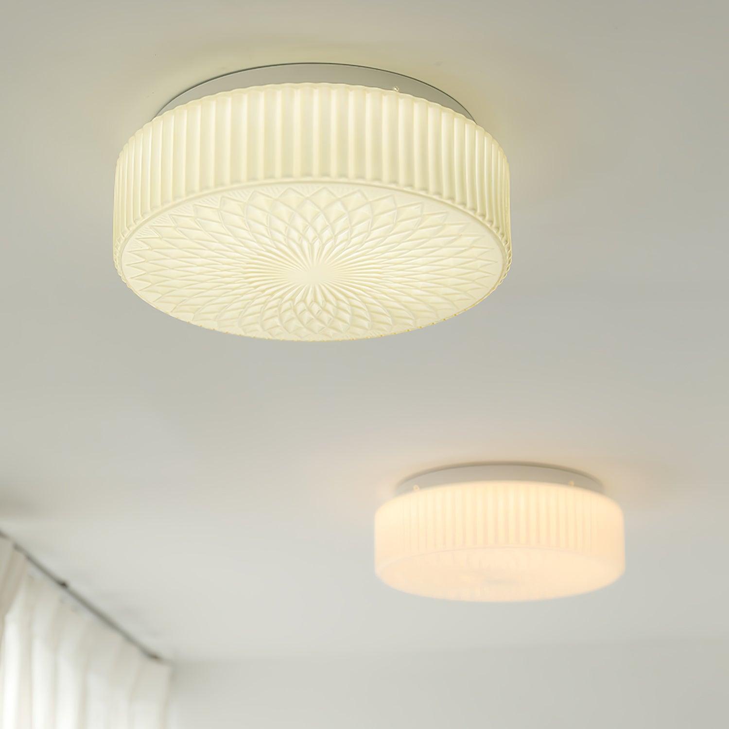 Modern Souffle Round Glass Flush Mount Ceiling Light for Bedroom and Living Room