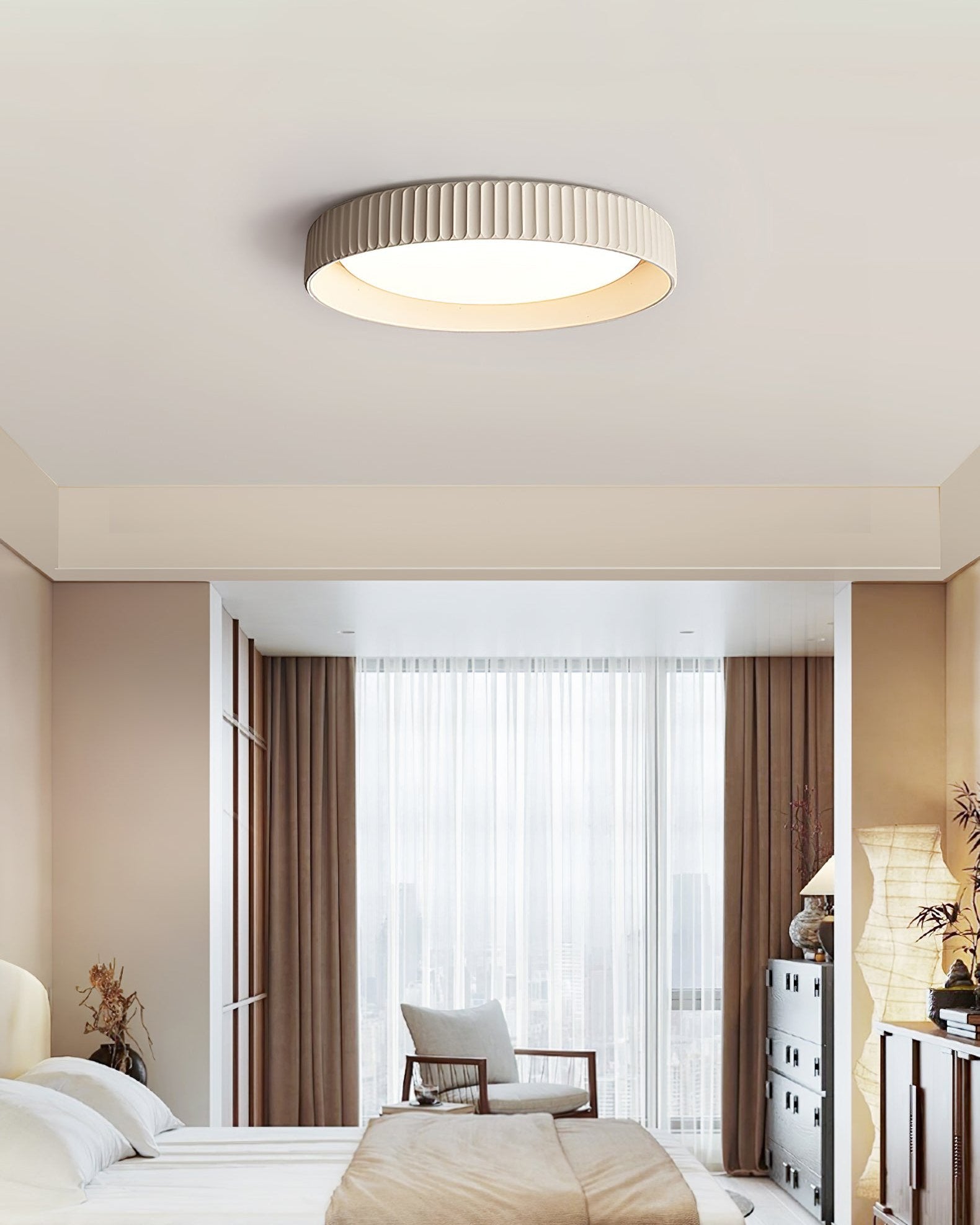 modern-round-ribbed-acrylic-led-flush-mount-ceiling-light-in-resin-frame