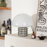 Modern Space Age Mushroom Table Lamp with Chrome Finish and White Glass Shade