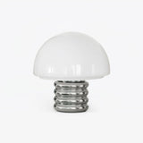 Modern Space Age Mushroom Table Lamp with Chrome Finish and White Glass Shade