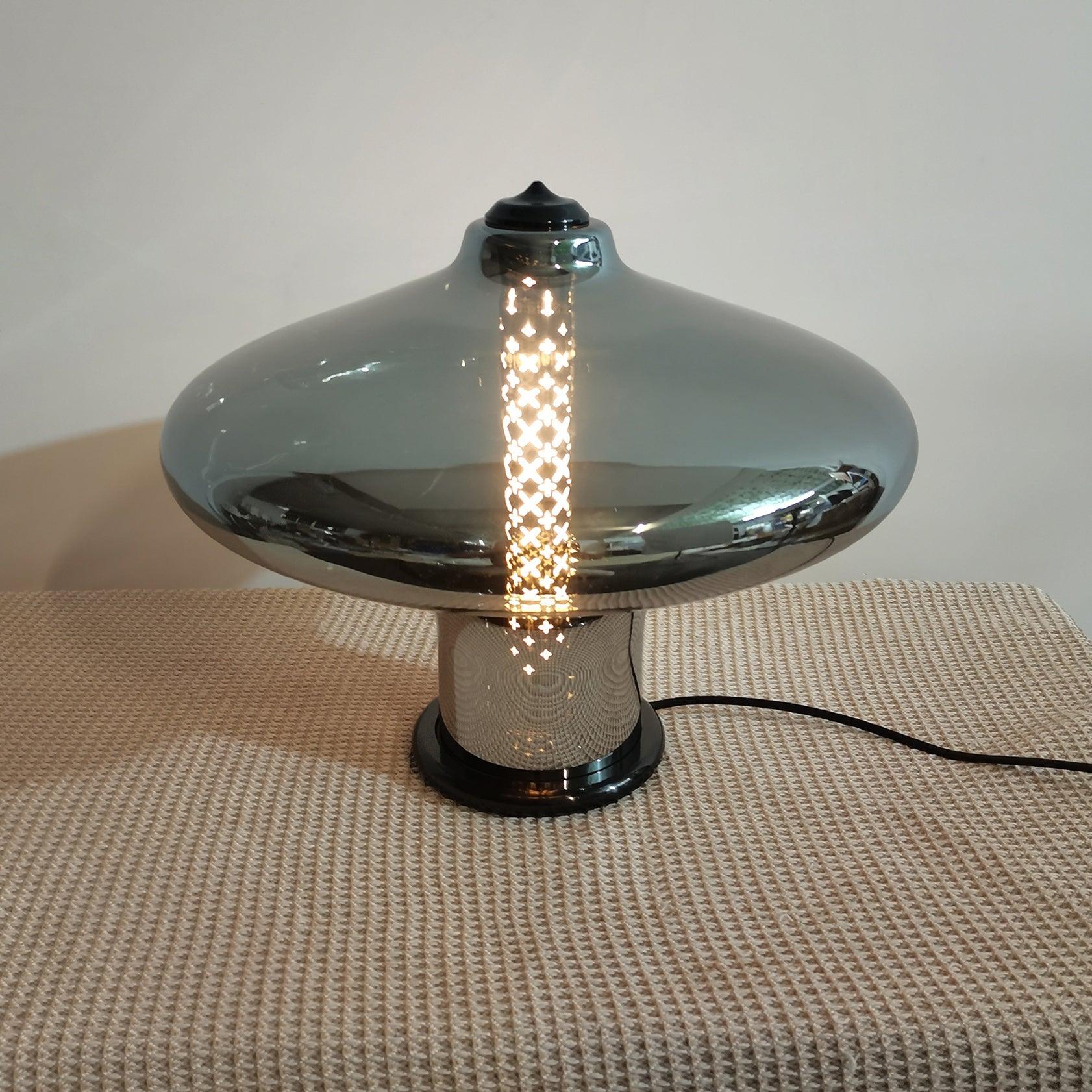 Modern Space Age Glass Table Lamp with Integrated LED for Home Office and Living Room