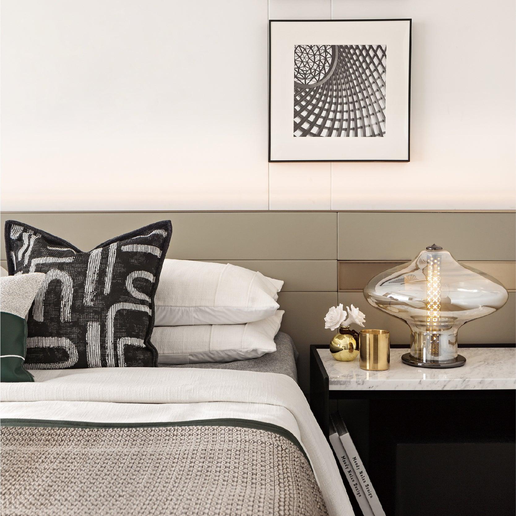 Modern Space Age Glass Table Lamp with Integrated LED for Home Office and Living Room