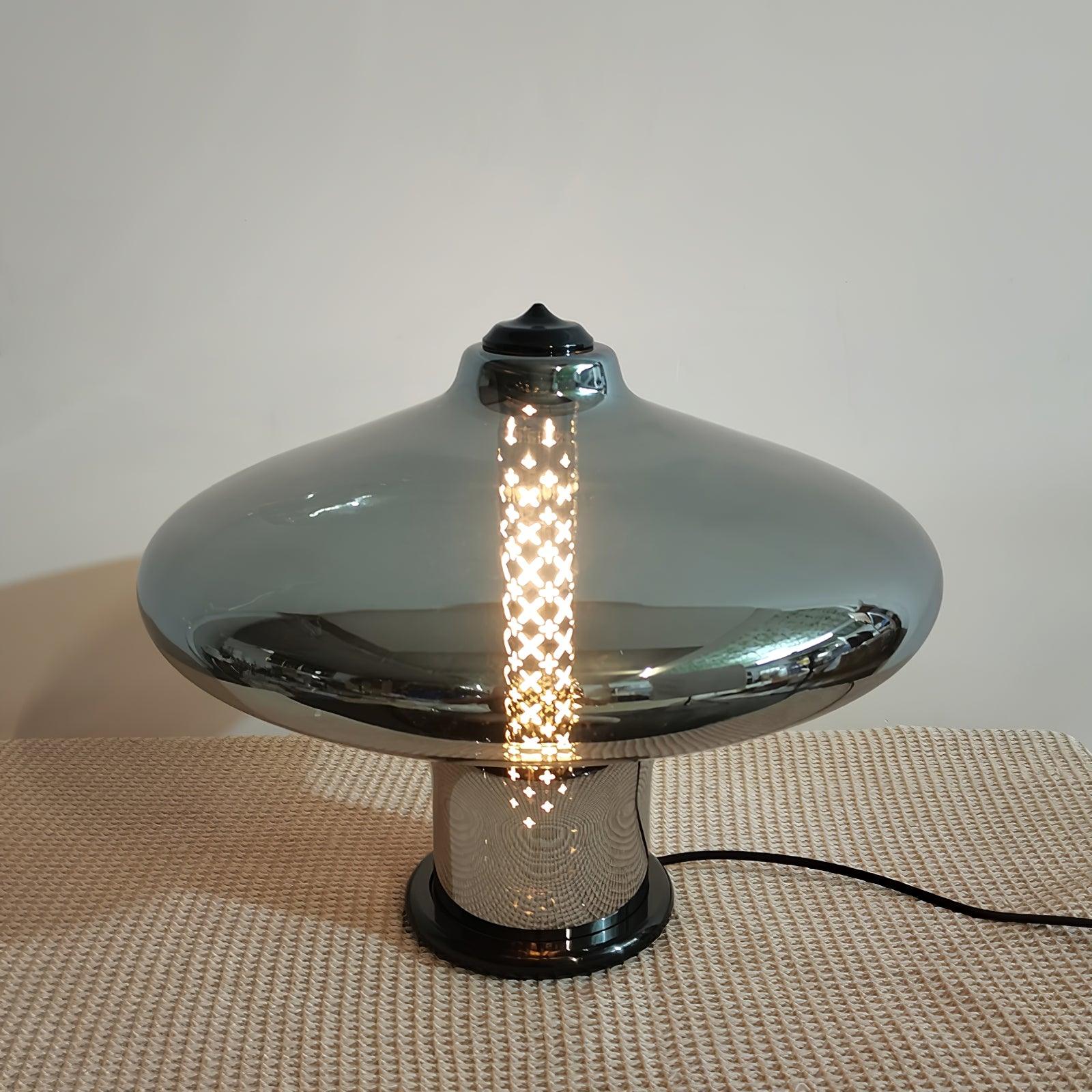 Modern Space Age Glass Table Lamp with Integrated LED for Home Office and Living Room