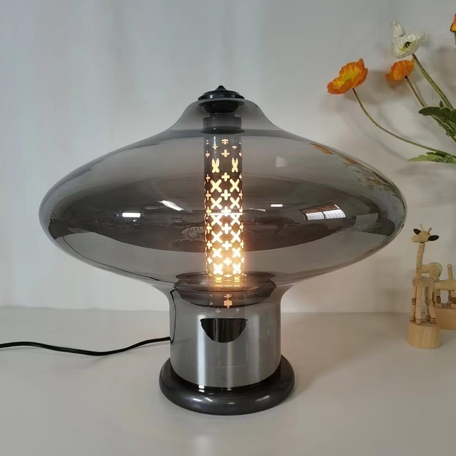 Modern Space Age Glass Table Lamp with Integrated LED for Home Office and Living Room