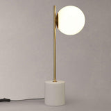 Modern Sphere and Stem Table Lamp with Gold Finish and Marble Base for Elegant Office and Home Lighting