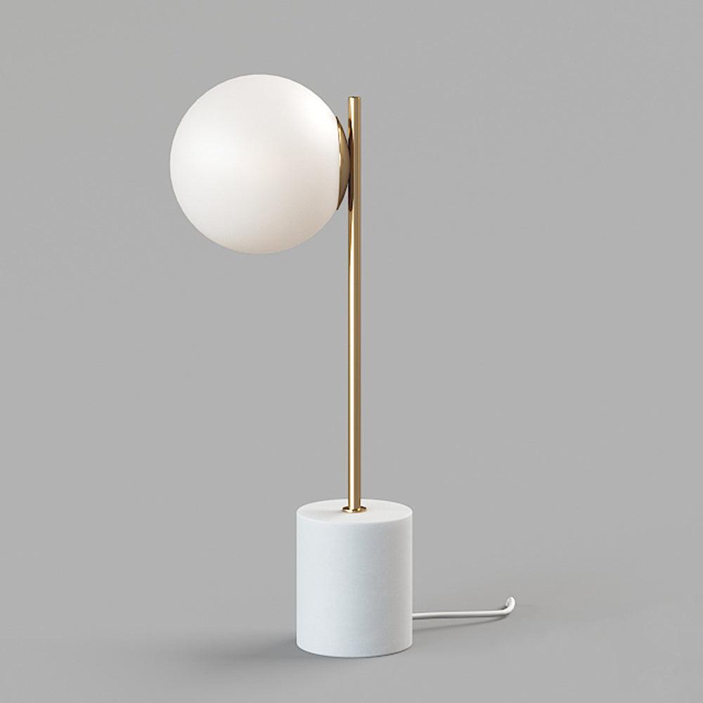 Modern Sphere and Stem Table Lamp with Gold Finish and Marble Base for Elegant Office and Home Lighting