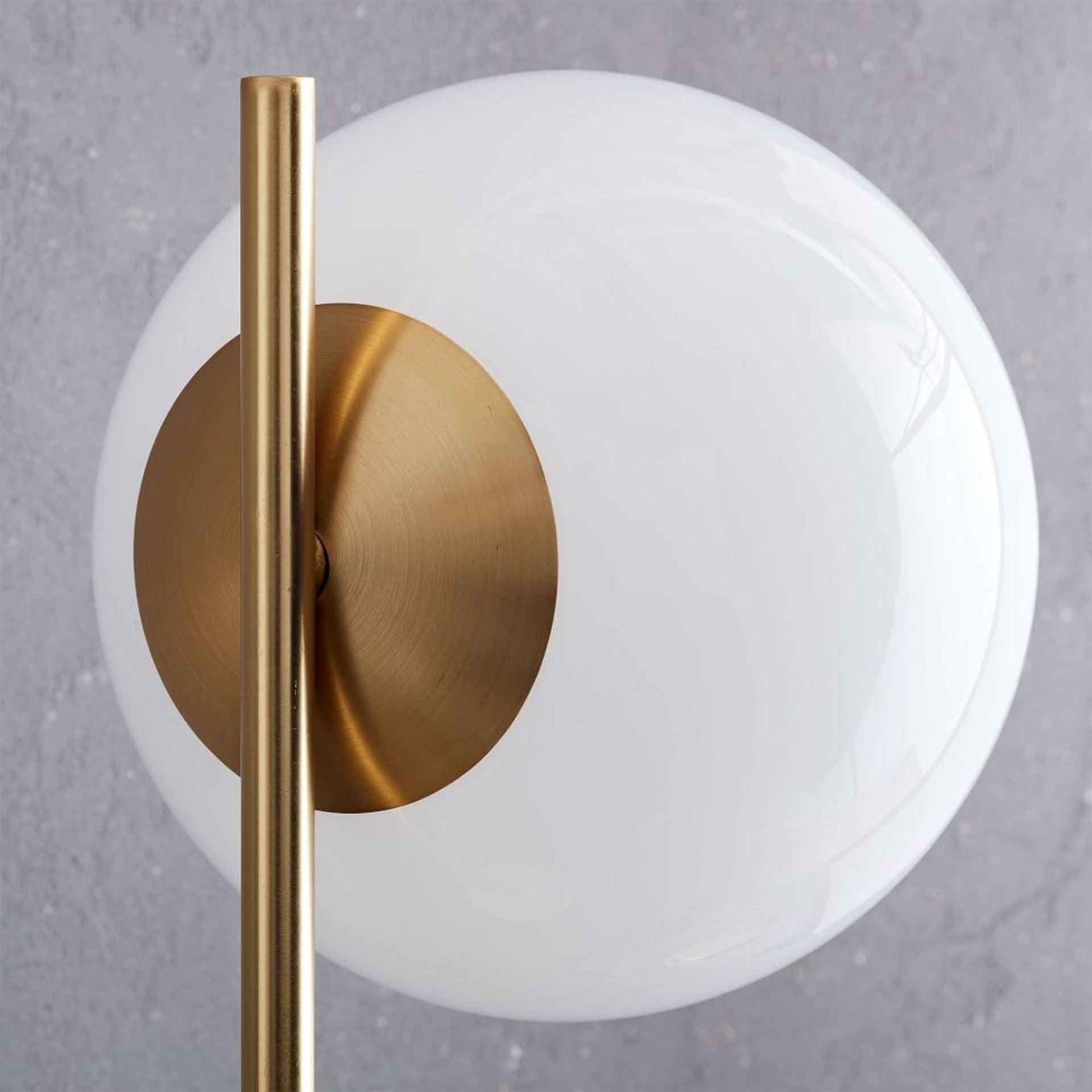 Modern Sphere and Stem Table Lamp with Gold Finish and Marble Base for Elegant Office and Home Lighting