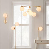Modern Sphere and Stem Table Lamp with Gold Finish and Marble Base for Elegant Office and Home Lighting