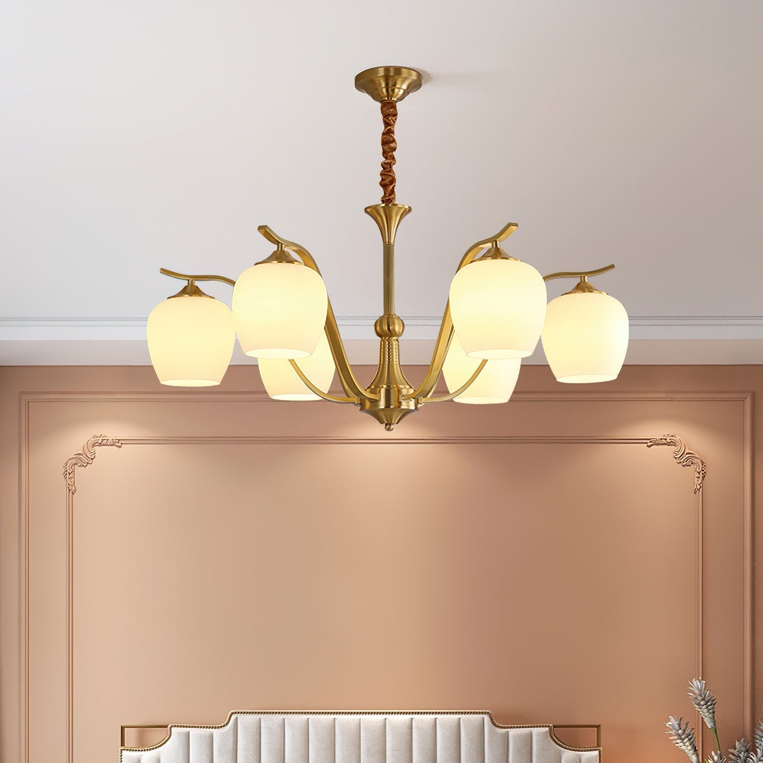 mid-century-modern-spherical-brass-chandelier-with-white-glass-globe-light-fixture