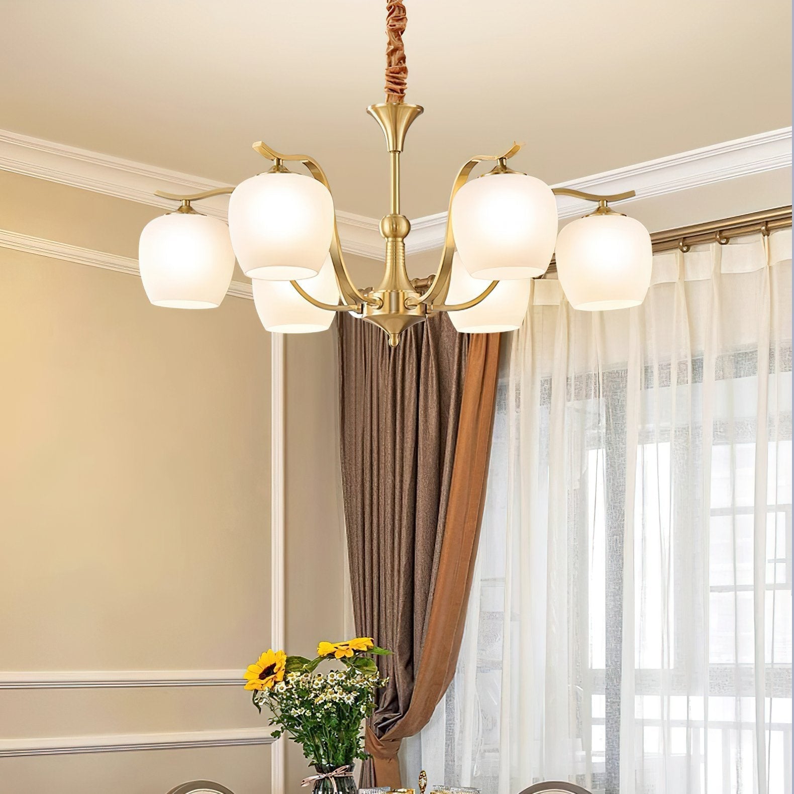 mid-century-modern-spherical-brass-chandelier-with-white-glass-globe-light-fixture
